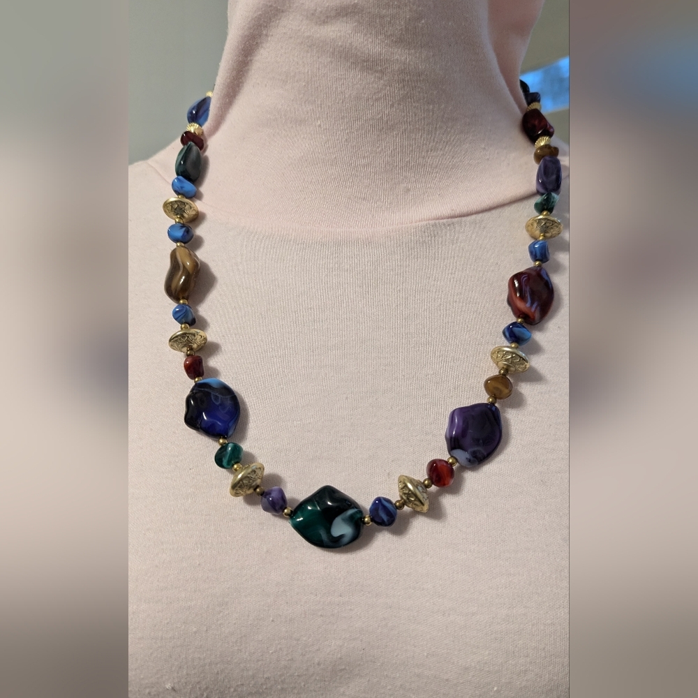 Multi color bead necklace